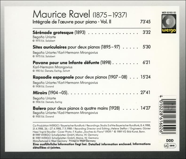 Maurice Ravel - Integrale de l'œuvre pour piano· Vol ll (독일반)