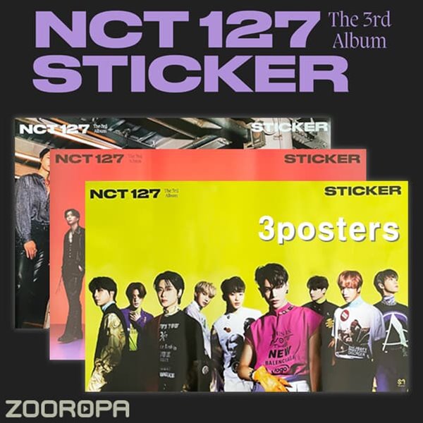 [새상품/3포스터] 엔시티 127 (NCT 127) 3집 Sticker (브로마이드3장+지관통)