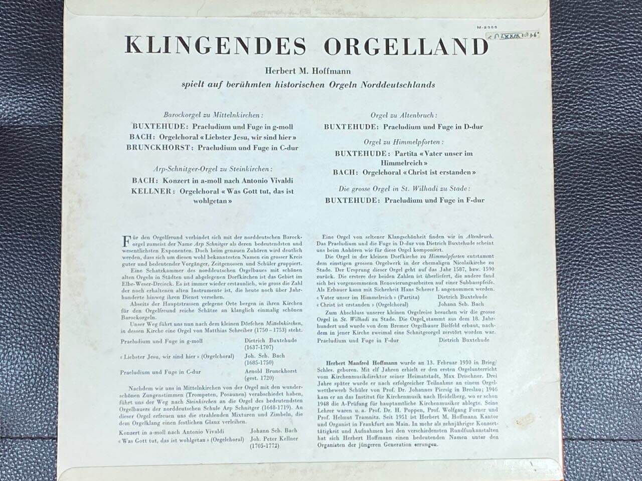 [LP] 허버트 엠 호프만 - Herbert M. Hoffmann - Klingendes Orgelland LP [수입반]