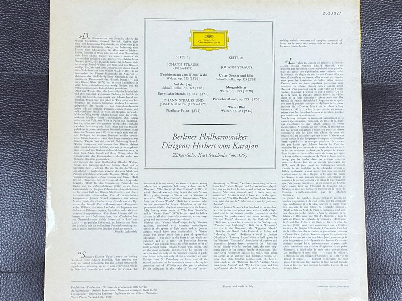 [LP] 카라얀 - Karajan - Johann & Josef Strauss Walzer, Polkas, Marsche LP [이태리반]