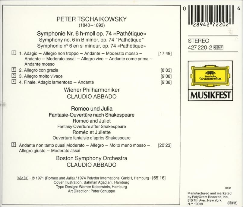 Tchaikovsky : Claudio Abbado -  Symphony No. 6 "Pathetique"  - Romeo & Juliet (US반)