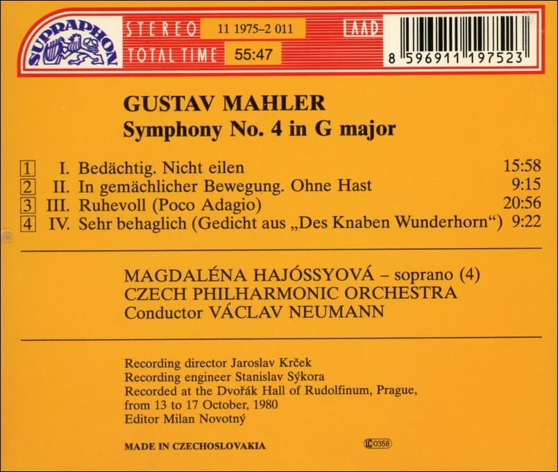 Mahler : Vaclav Neumann Symphony No. 4 In G Major (유럽반)