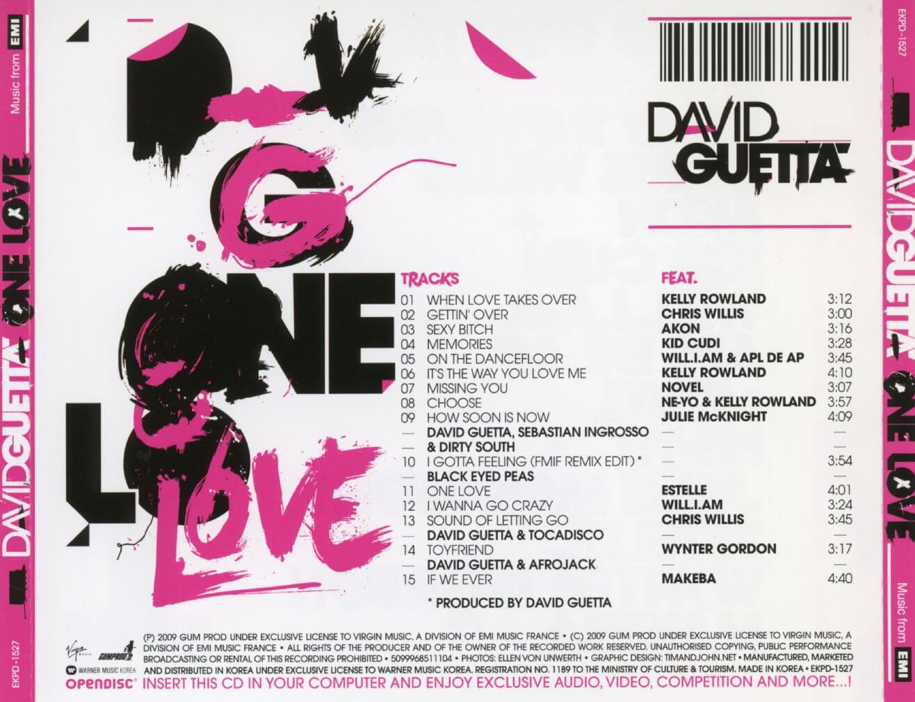 데이빗 게타 - David Guetta - One Love [라이센스반]