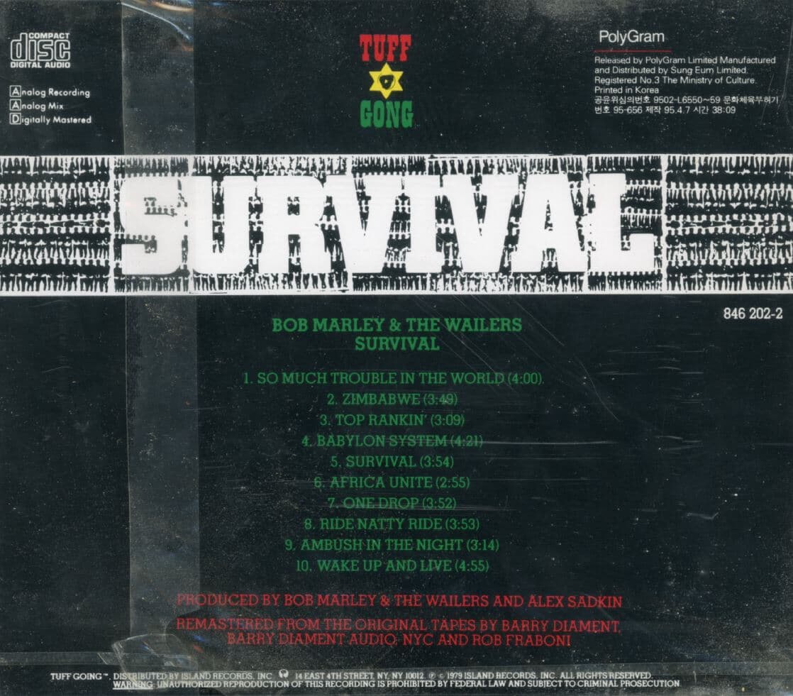 밥 말리 앤 더 웨일러스 - Bob Marley & The Wailers - Survival [미개봉]