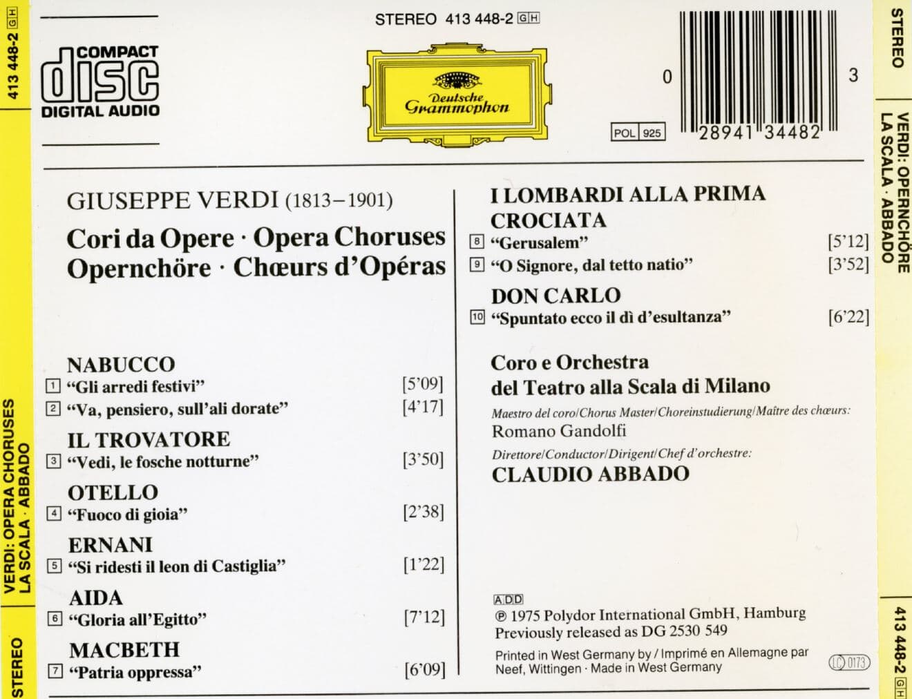 아바도 -  Abbado - Verdi , La Scala [독일반]