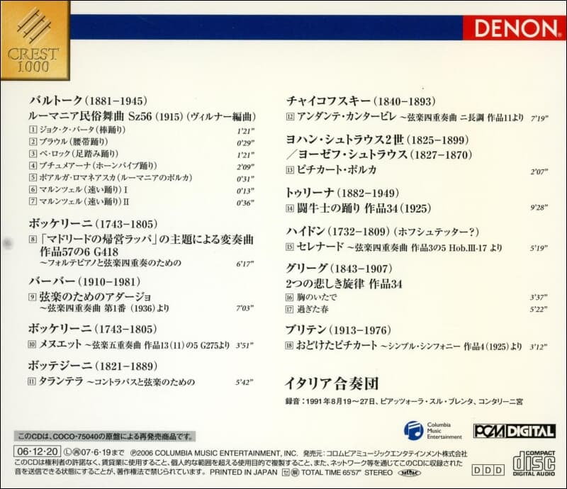 이탈리안 솔로이스츠 - 무도회 콘서트 (일본반)