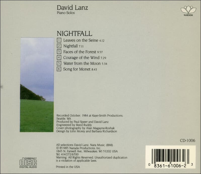 David Lanz(데이빗 란츠) -  Nightfall  (US발매)