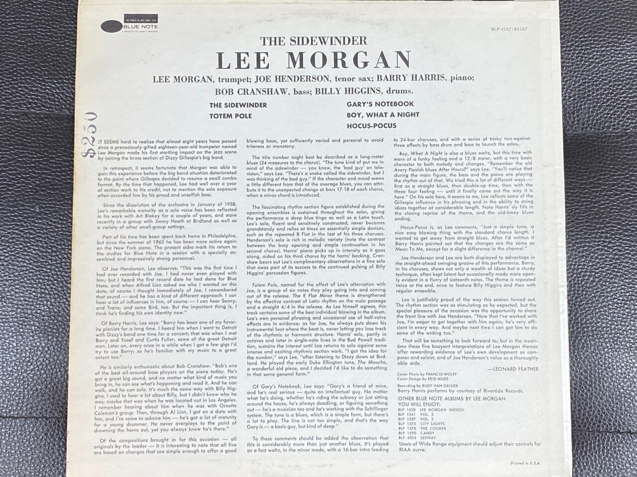 [LP] 리 모건 - Lee Morgan - The Sidewinder LP [1966] [U.S반]