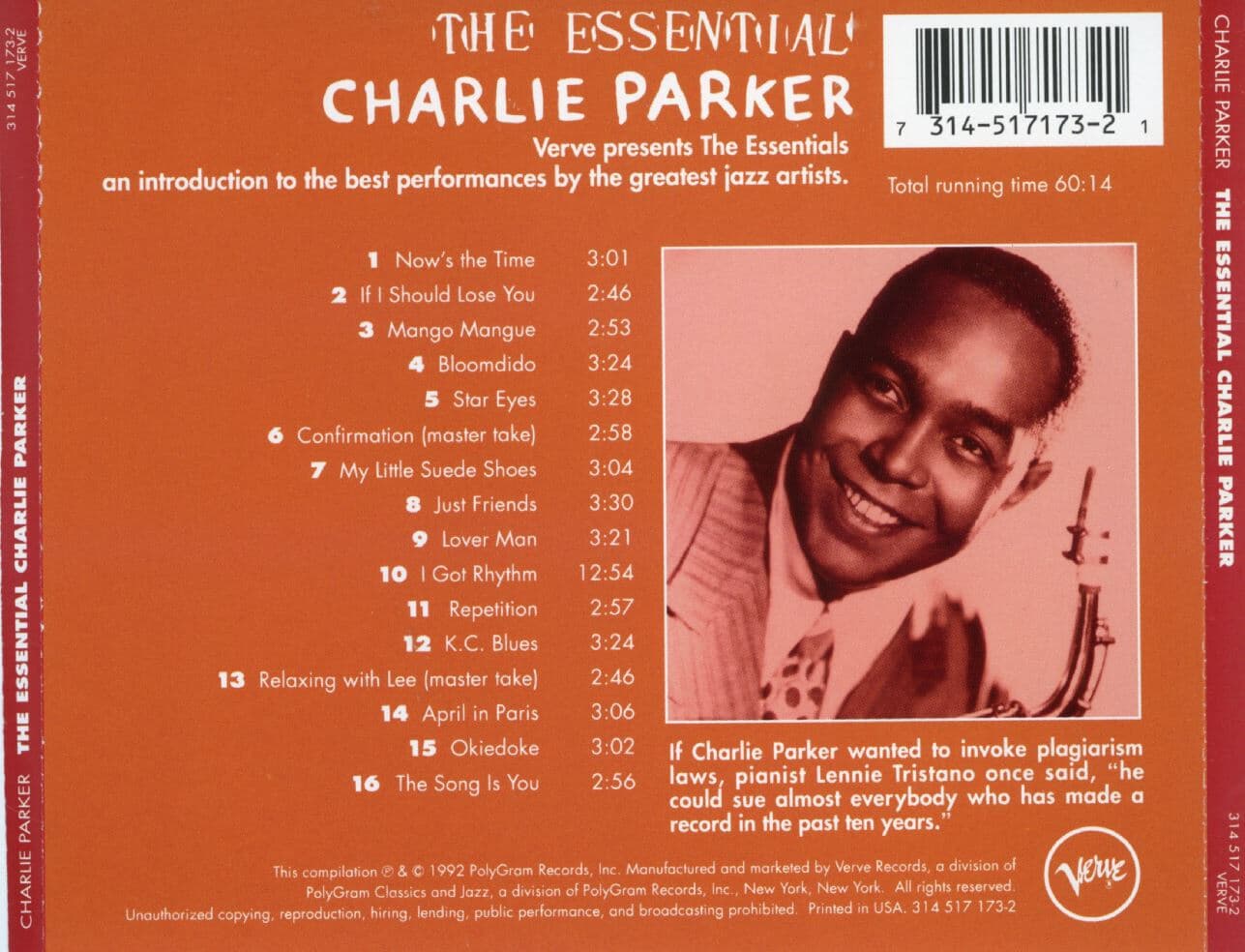 찰리 파커 - Charlie Parker - The Essential Charlie Parker [U.S발매]