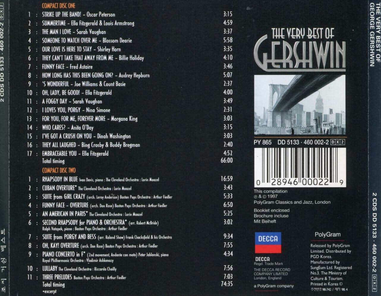 조지 거쉰 베스트 - The Very Best Of Gershwin - Classical Gershwin , Jazzy Gershwin 2Cds