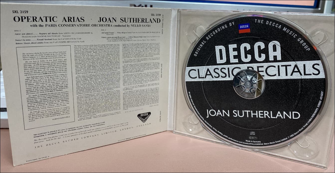 Joan Sutherland  (조안 서덜랜드) - Operatic Arias (LP 자켓) (독일발매)