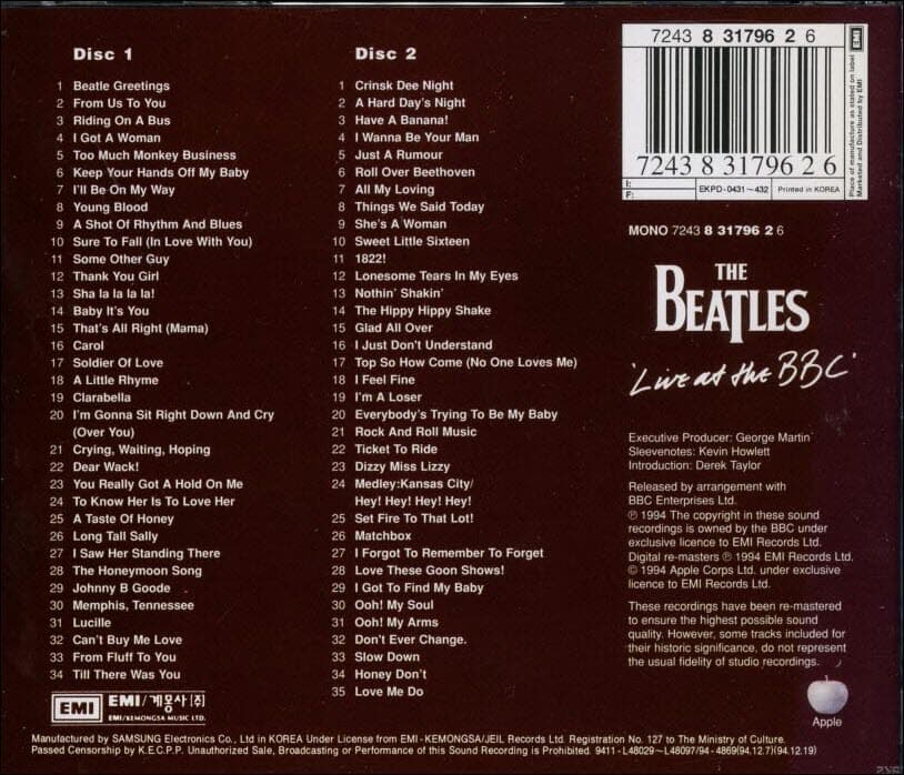 The Beatles (비틀즈) -  Live At The BBC (2cd)