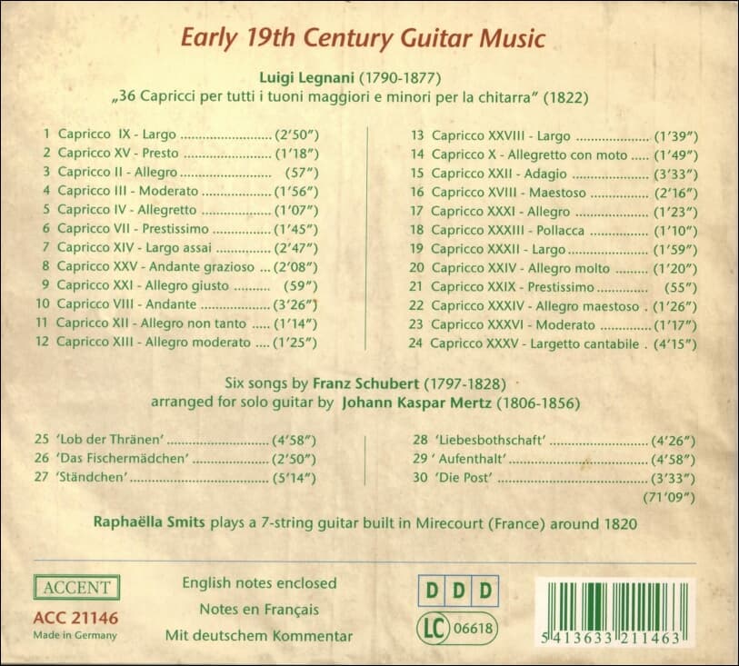 Early 19th Century Guitar Music (19세기 기타음악) -  Raphaella Smits (독일발매)