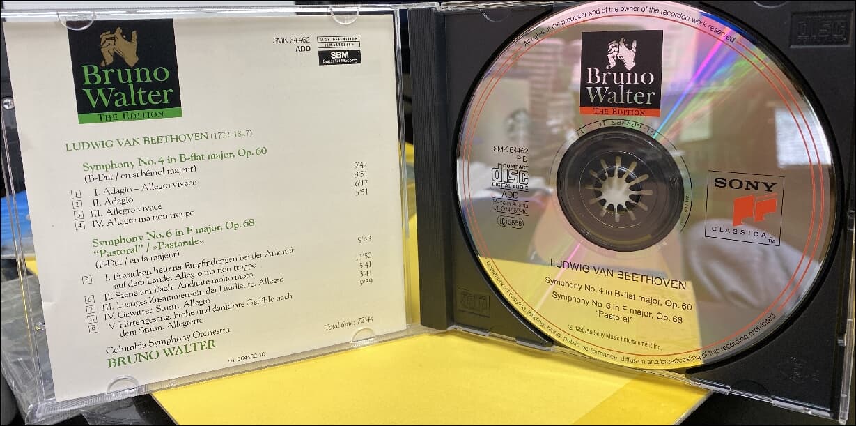 Beethoven : Symphonies No. 4 & No. 6 "Pastorale" - Bruno Walter(Holland발매)