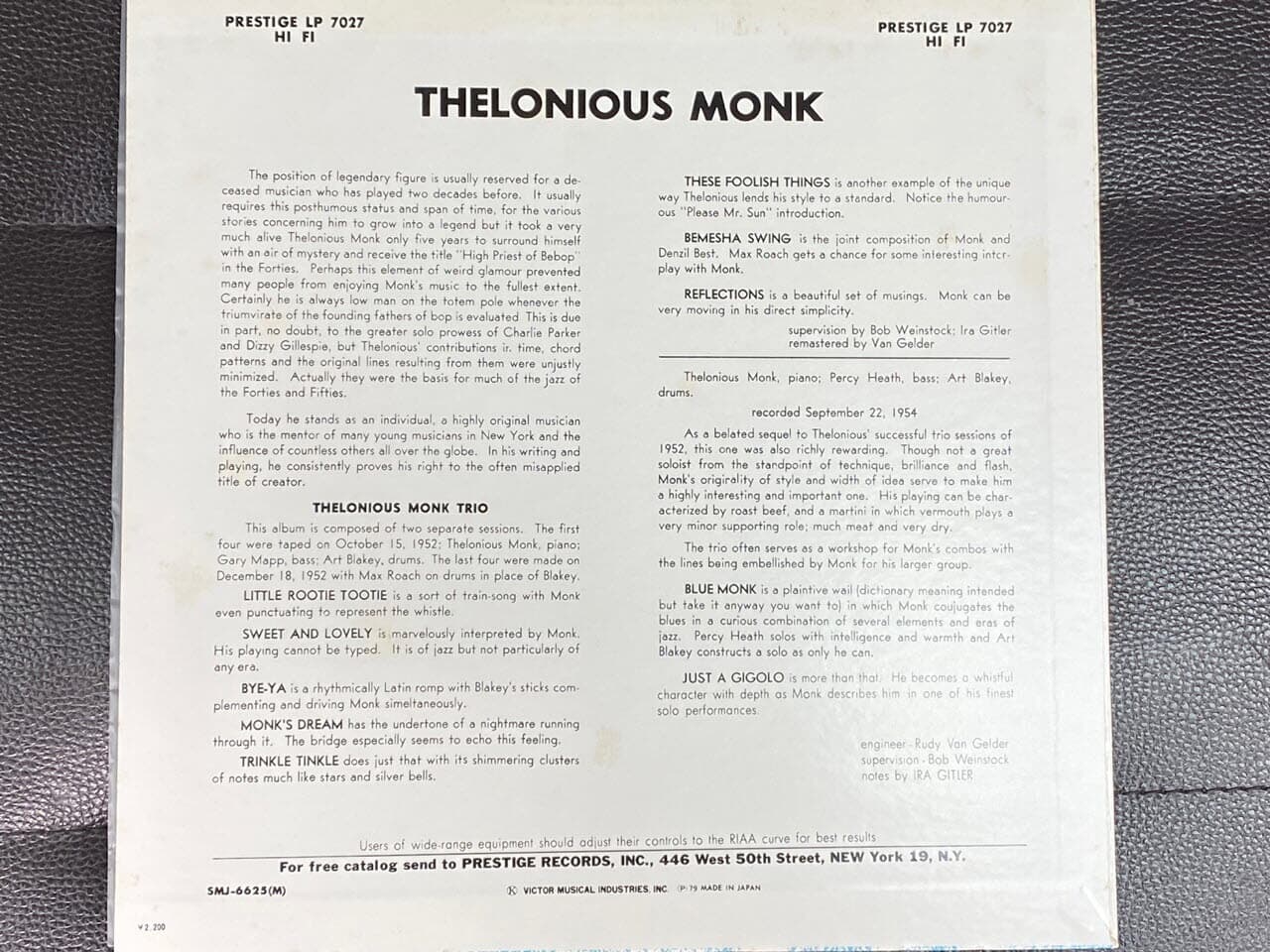 [LP] 몽크 - Thelonious Monk - Thelonious Monk LP [1979] [일본반]