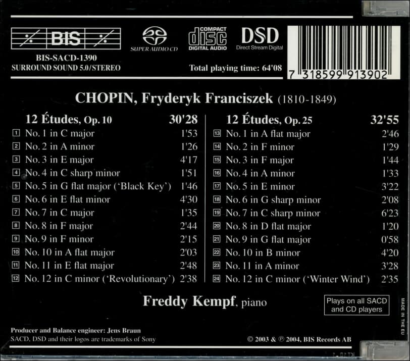 Chopin : etudes Opp. 10 & 25 - 켐프 (Freddy Kempf)  (SACD)(EU발매) 