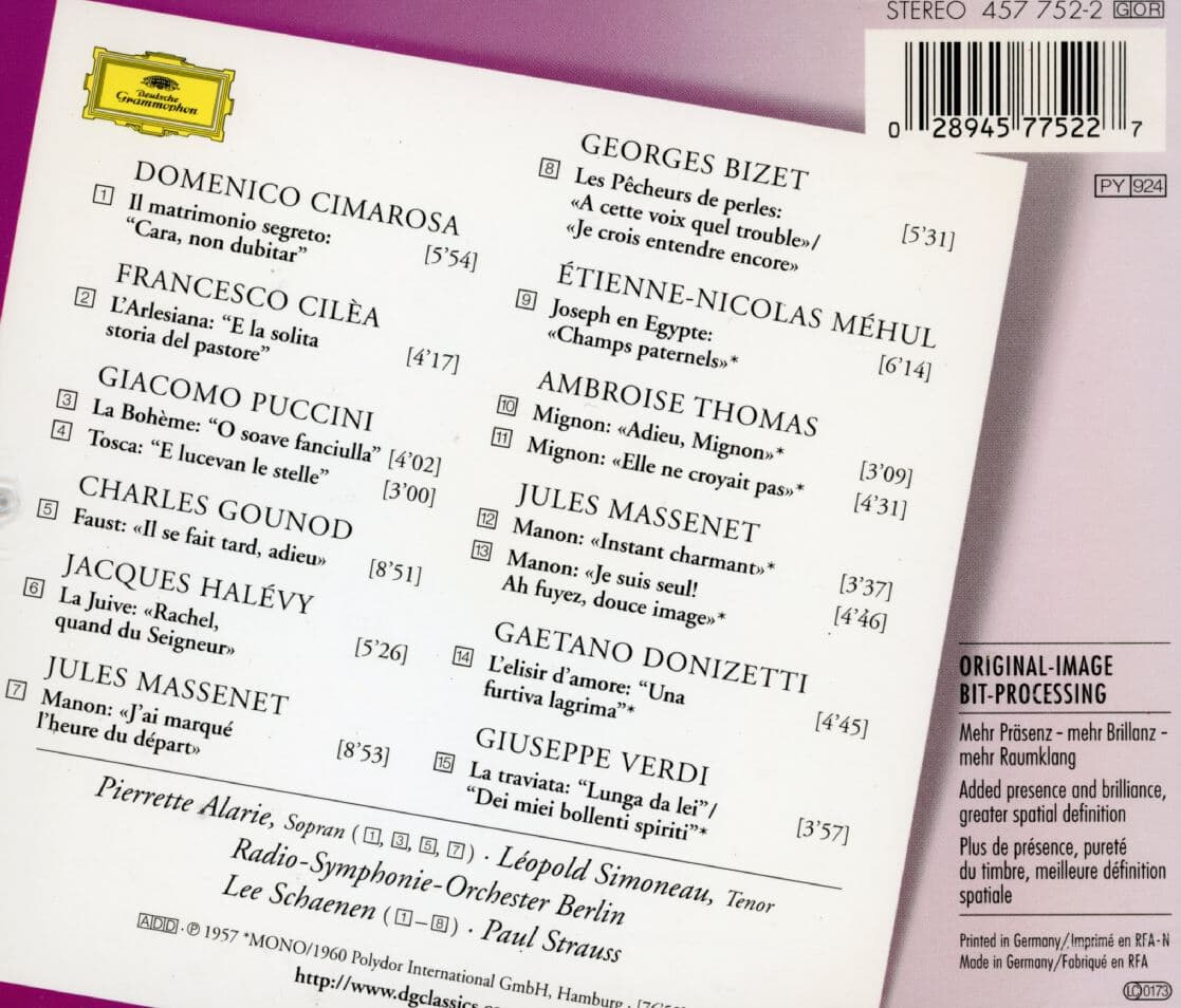 레오폴드 시모노 - Leopold Simoneau - French & Italian Opera Arias And Duets [독일발매]