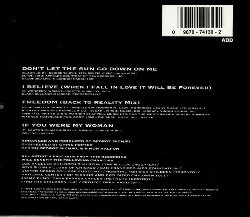 George Michael  , Elton John  -  Don't Let The Sun Go Down On Me(UK발매)