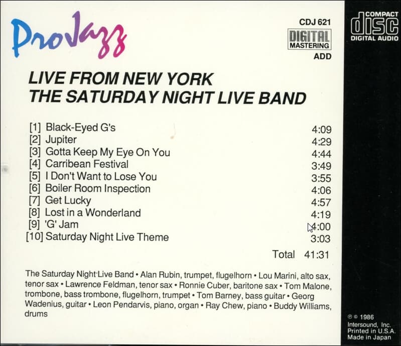 Saturday Night Live Band  - Live From New York! (일본발매)