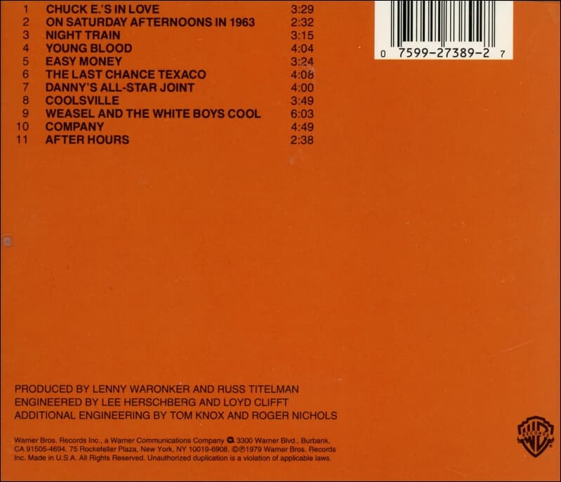 Rickie Lee Jones (리키 리 존스) -  Rickie Lee Jones (US발매)
