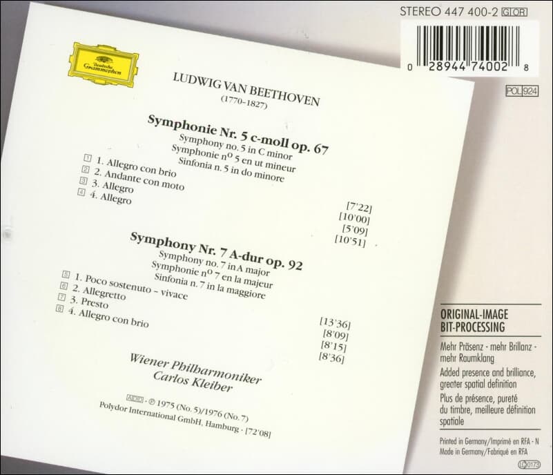 Beethoven : Symphonien Nr. 5 & 7 - 클라이버 (Carlos Kleiber)  (독일발매)