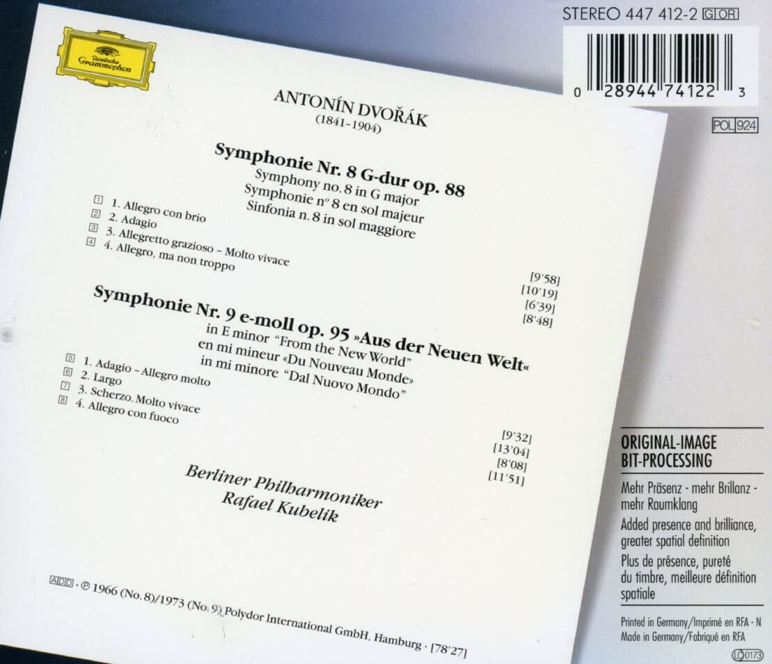 라파엘 쿠벨릭 - Rafael Kubelik - Dvorak Symphonien Nos.8,9 From The New World [독일발매] 