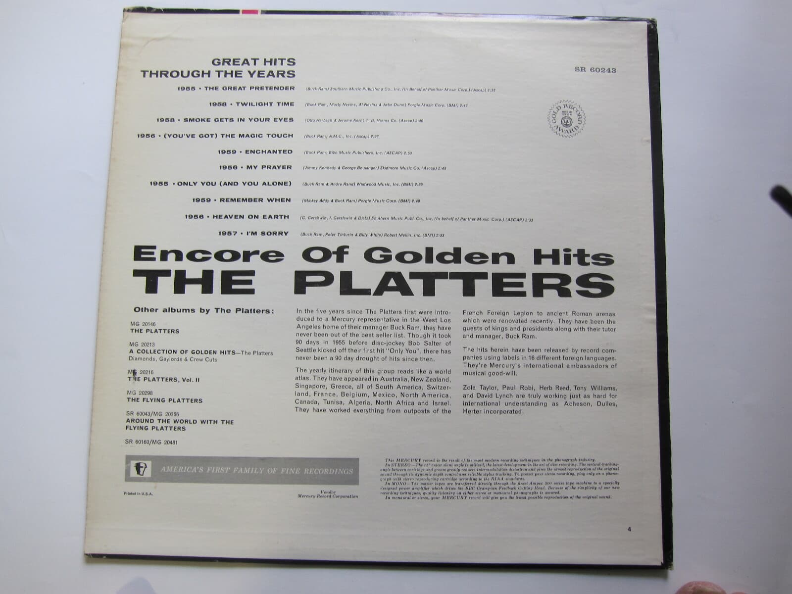 LP(수입) 플래터스 The Platters: Encore of Golden Hits 