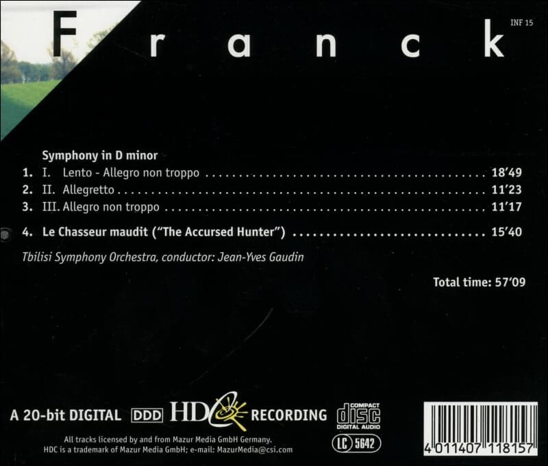 Franck : Symphony In D Minor - Le Chasseur Maudit ("The Accursed Hunter")(독일발매)(20Bit)