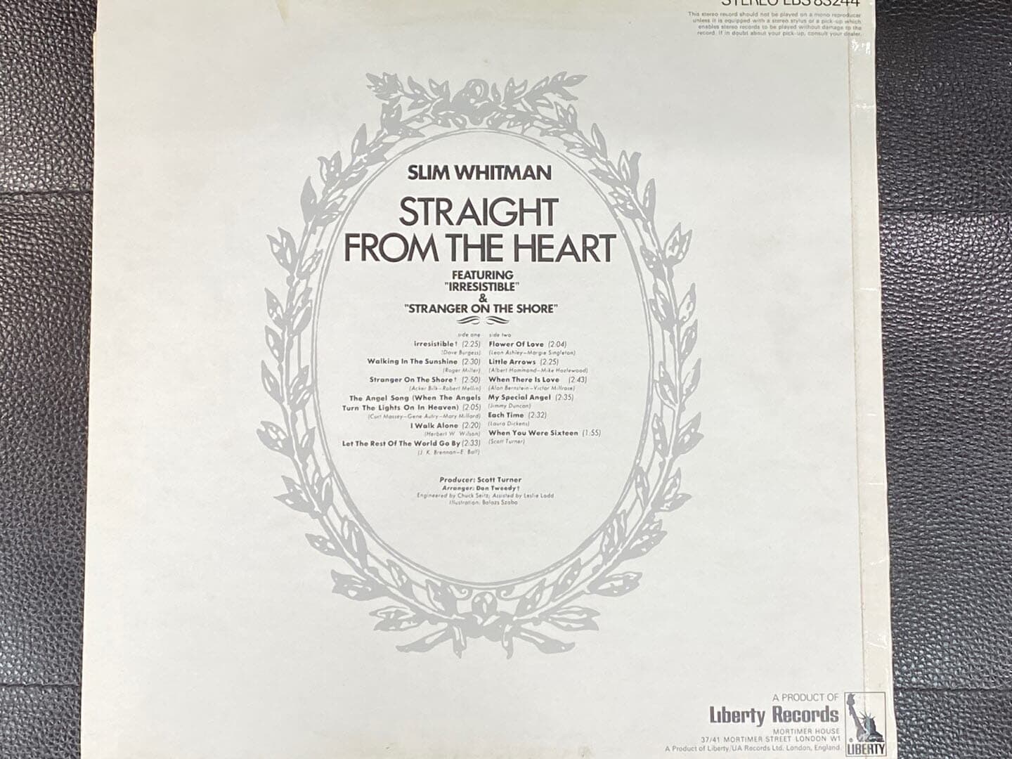 [LP] 슬림 휘트먼 - Slim Whitman - Straight From The Heart LP [U.K반]