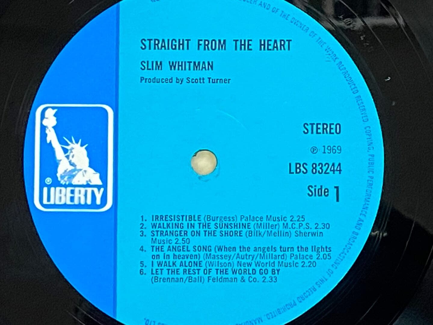 [LP] 슬림 휘트먼 - Slim Whitman - Straight From The Heart LP [U.K반]