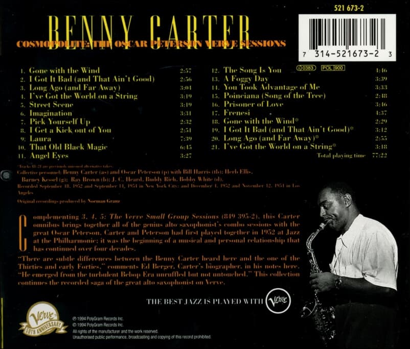 베니 카터 (Benny Carter) - Cosmopolite  Oscar Peterson Verve Sessions  (US발매)