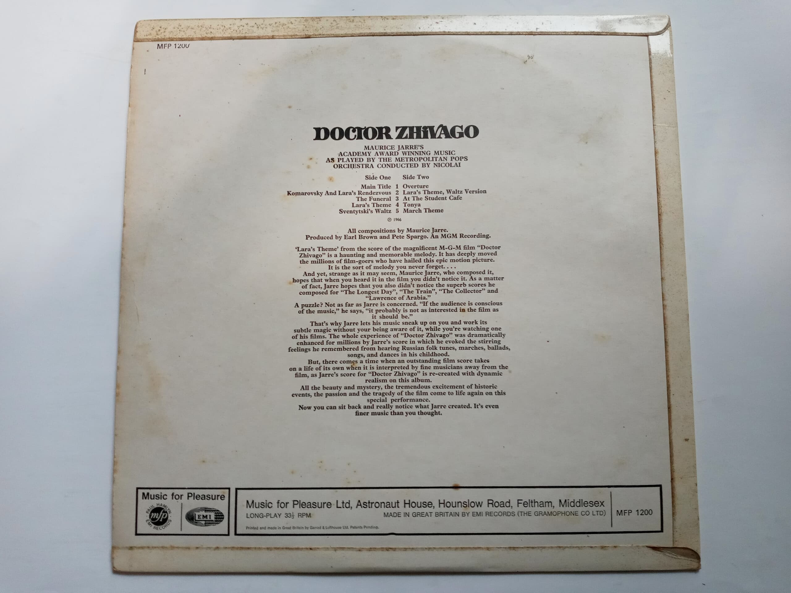 LP(수입) 닥터 지바고 Doctor Zhivago - 메트로폴리탄 팝스 오케스트라