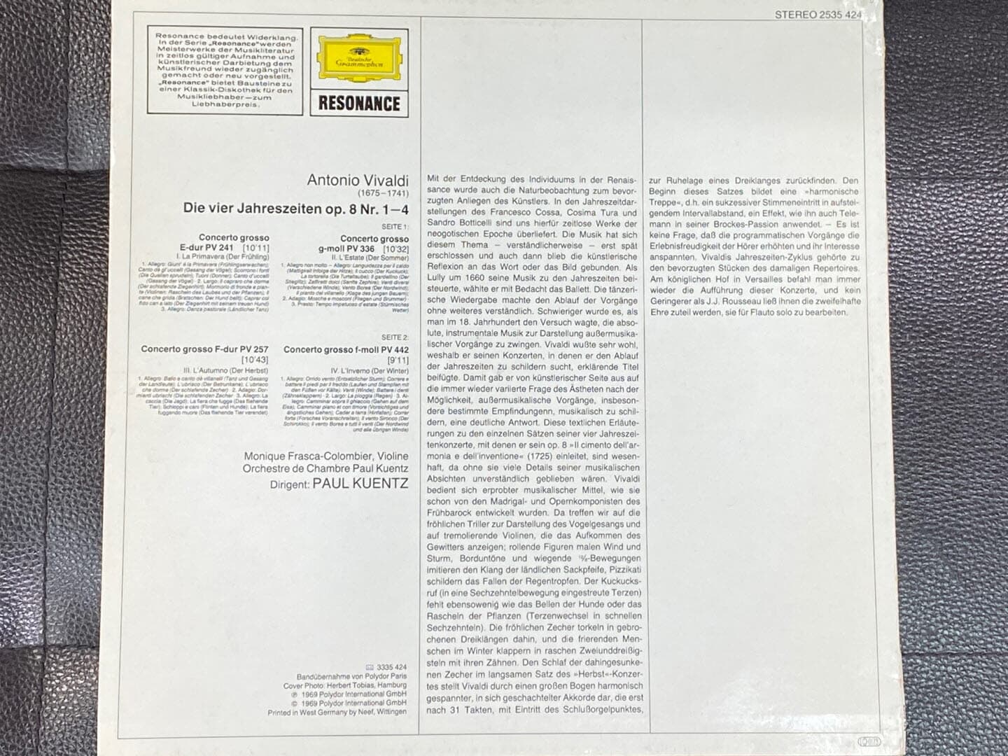 [LP] 폴 쿠엔츠 - Paul Kuentz - Vivaldi Die Vier Jahreszeiten LP [독일반]