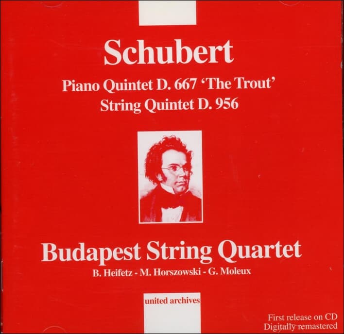 Budapest String Quartet -  슈베르트 : 피아노 5중주 D.667 '숭어' (첫번째디지털 리마스터링 CD)