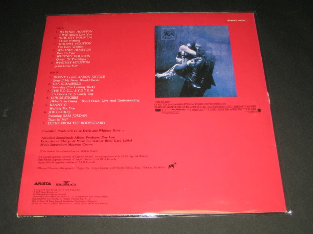 휘트니 휴스턴 - 보디가드 OST  LP음반 Whitney Houston LP