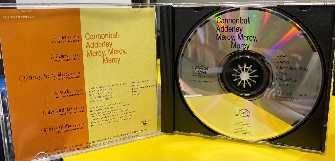 캐논볼 애덜리 (Cannonball Adderley) Quintet -  Mercy, Mercy, Mercy! - Live At "The Club"(Holland발매)