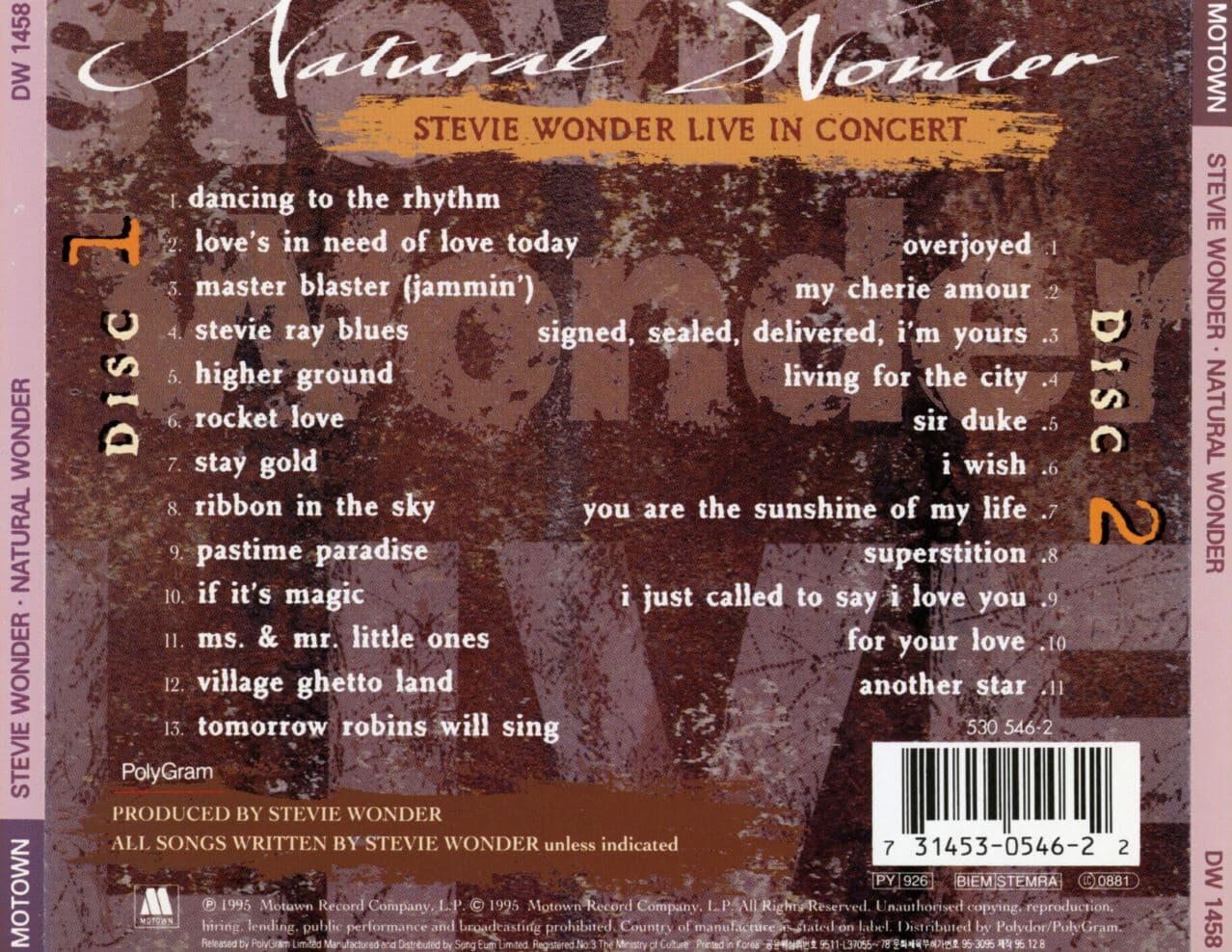 스티비 원더 - Stevie Wonder - Natural Wonder 2Cds