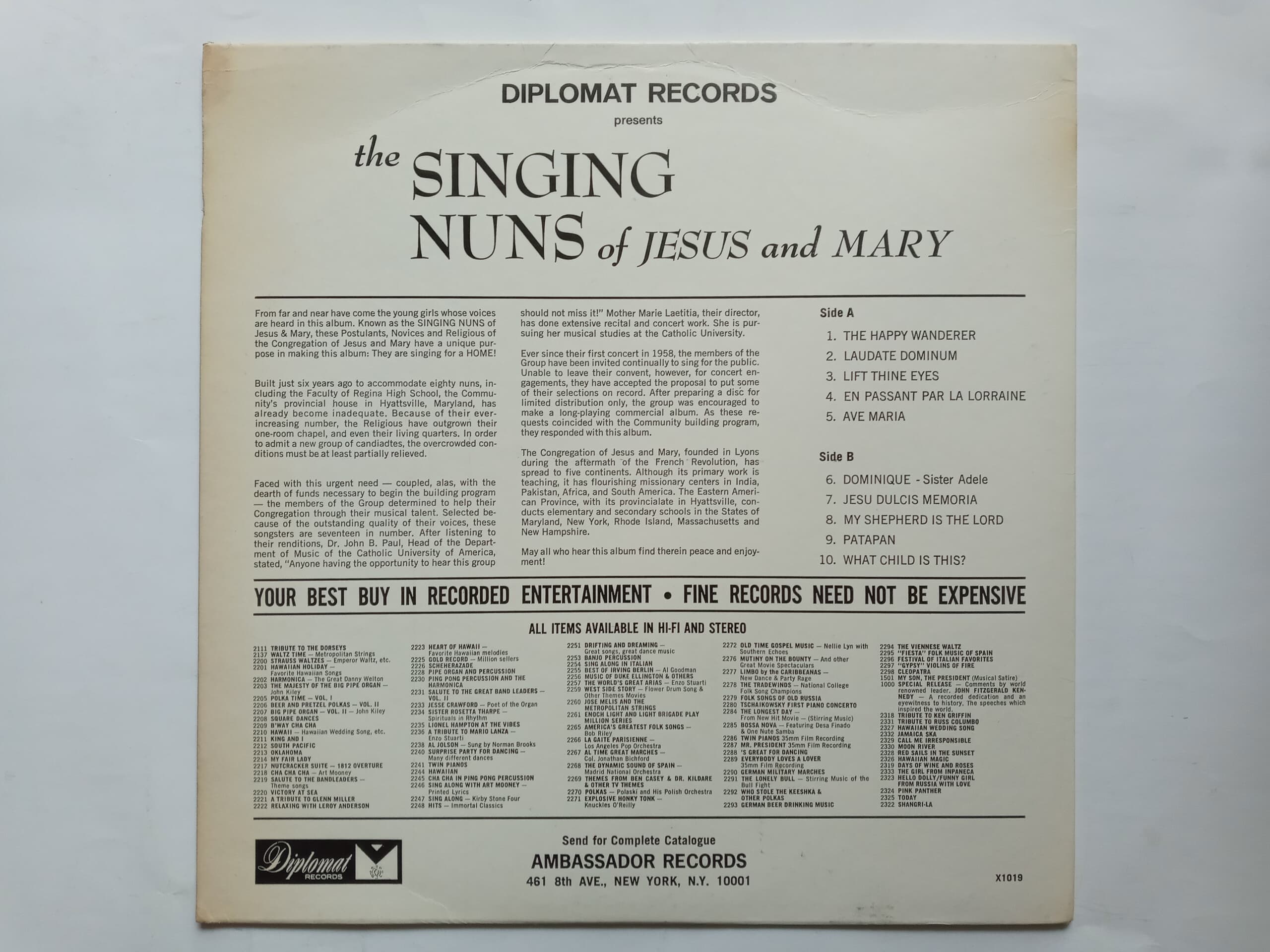 LP(수입) The Singing Nuns Of Jesus And Mary - Dominique