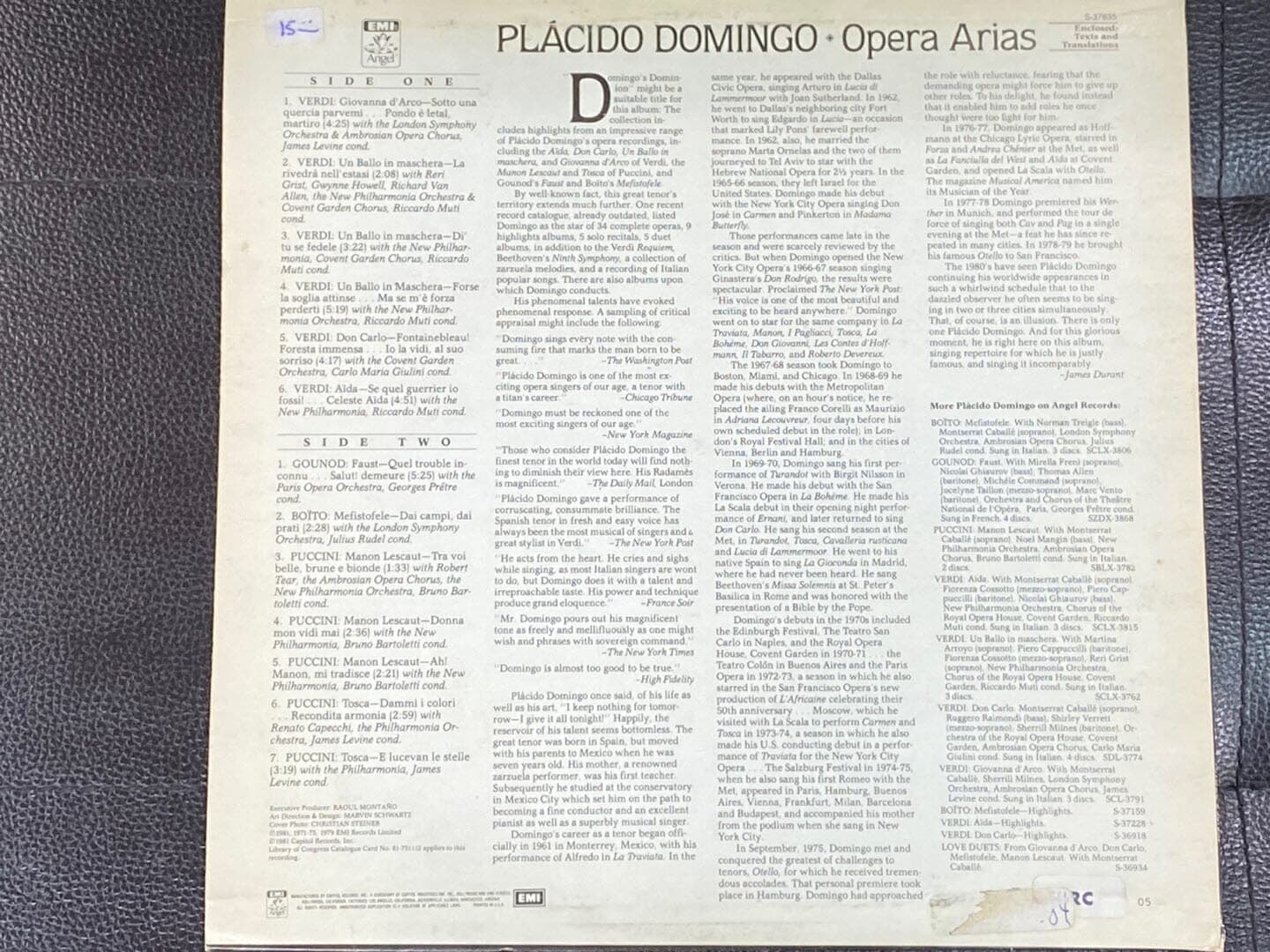 [LP] 플라시도 도밍고 - Placido Domingo - Opera Arias [U.S반]
