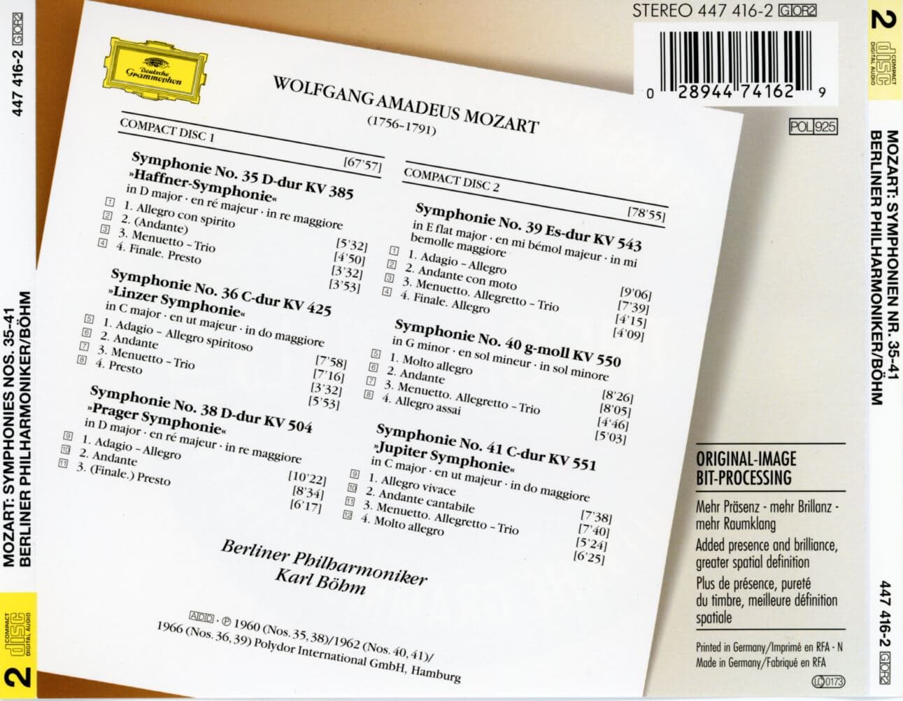 칼 뵘 - Karl Bohm - Mozart Symphonien Nos. 35,41 2Cds [독일발매]