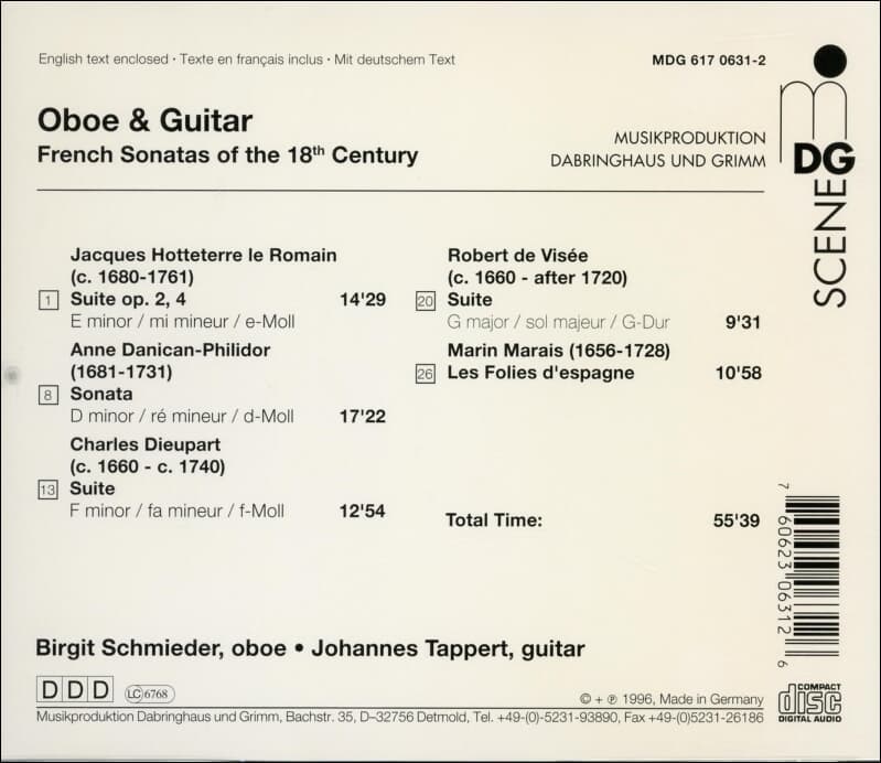 OBOE & GUITAR (오보에와 기타를 위한 음악) - 슈미에더 (Birgit Schmieder),타팰트 (Johannes Tappert) (독일발매)