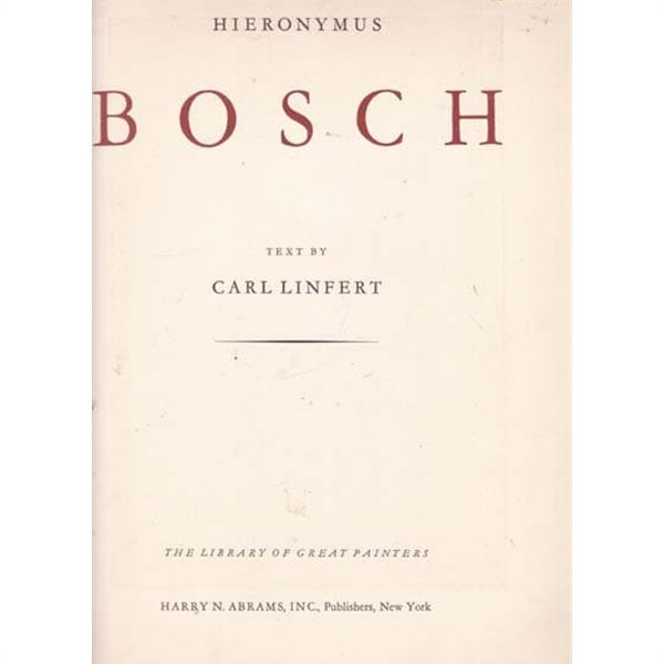 BOSCH--HIERONYMUS-외국영어원서 컬러 미술 도록 오리지널책