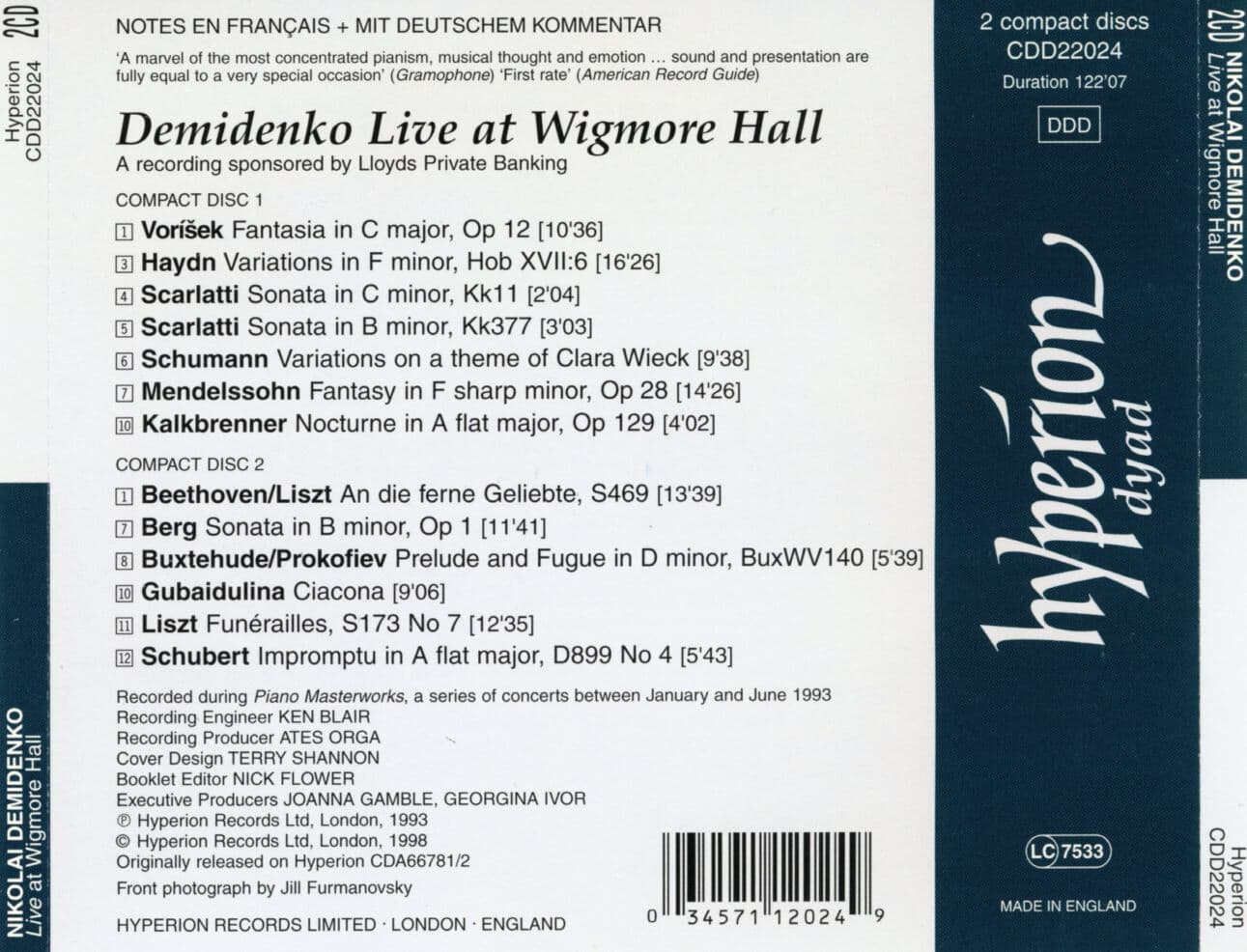 니콜라스 데미덴코 - Nikolai Demidenko - Live At Wigmore Hall 2Cds [U.K발매]