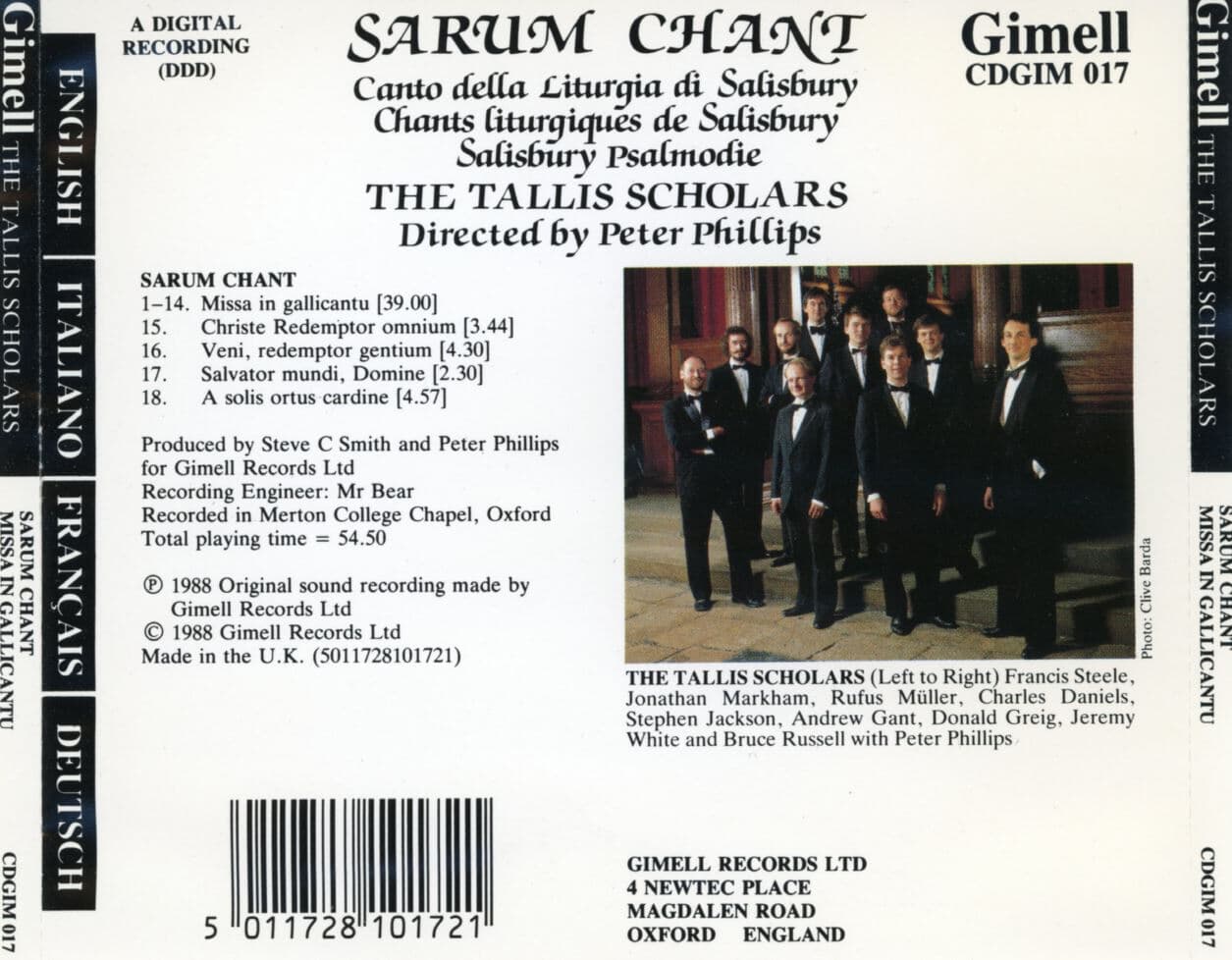 탈리스 스콜라스 - The Tallis Scholars - Sarum Chant Missa In Gallicantu(사룸 찬트 갈리칸투의 미사) [U.K발매]