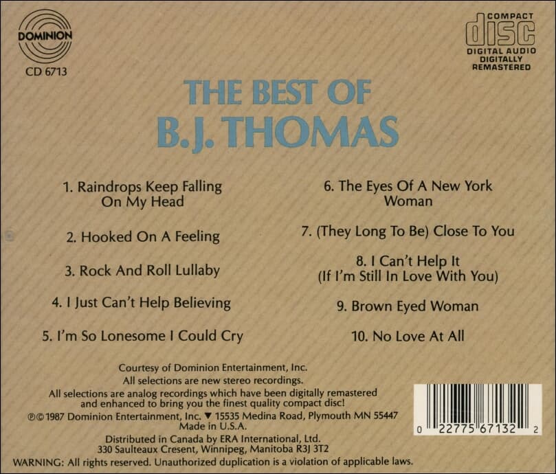 비 제이 토마스 (B.J. Thomas) - The Best Of B.J. Thomas