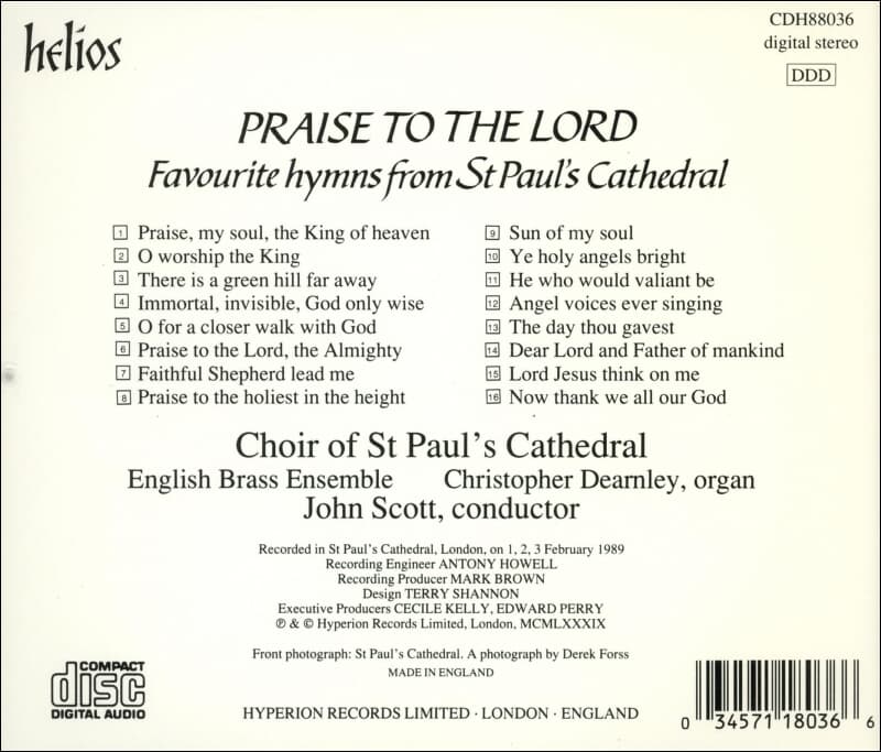 세인트 폴 대성당 합창단(St. Paul's Cathedral Choir) - 성당 합창 음악 (Praise To The Lord) (UK발매) 