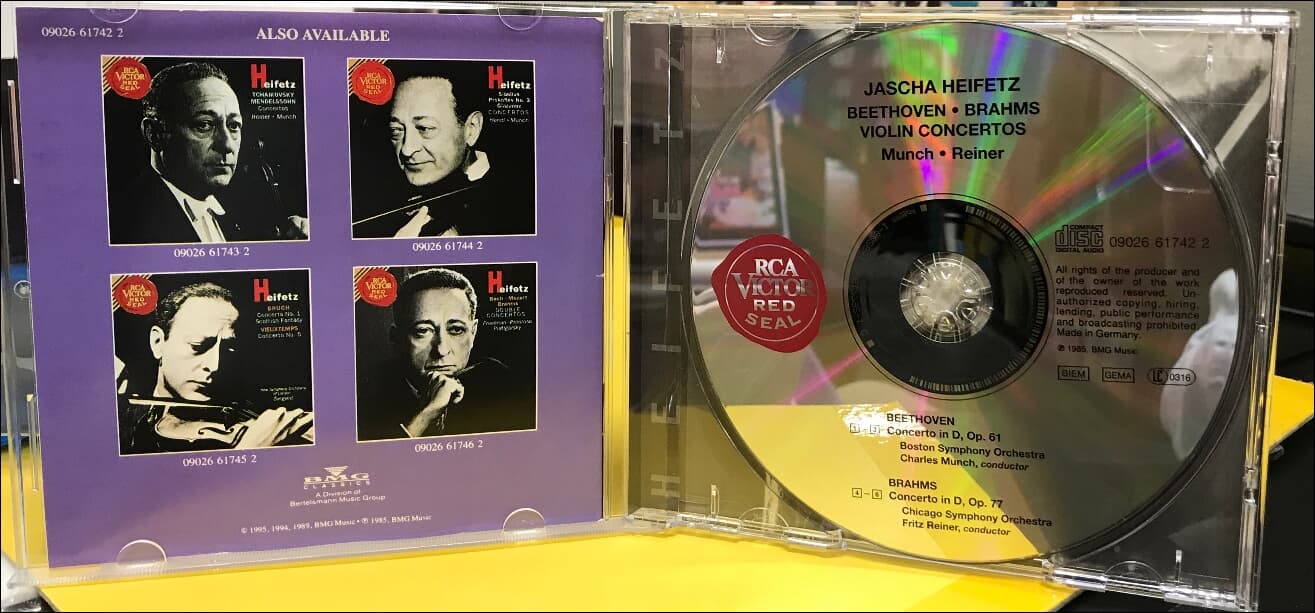 Beethoven ,Brahms , Munch : Concertos - 하이페츠 (Jascha Heifetz) (독일발매)