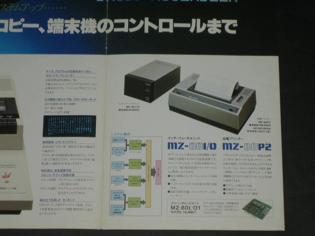 SHARP MZ-80K 多機能パ?ソナルコンピュ?タ?システム (Z-80の機能をフルに發揮) ?合カタログ  다기능 퍼스널 컴퓨터 시스템 카탈로그