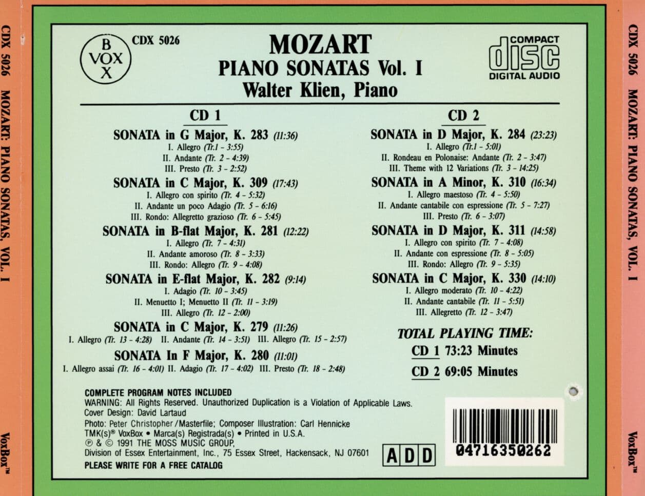 발터 클린 - Walter Klien - Mozart Piano Sonatas Vol.1 2Cds [U.S발매]