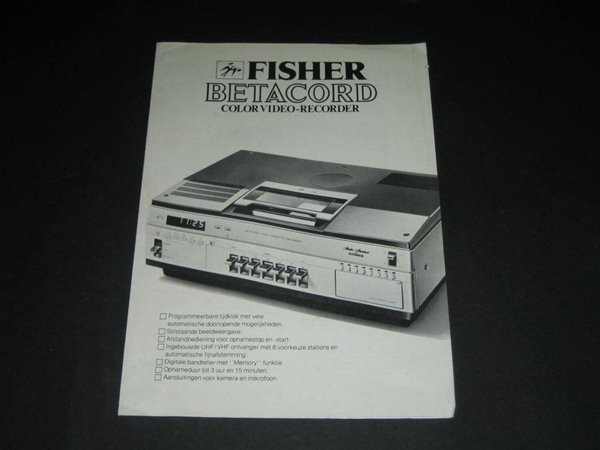 FISHER BETACORD COLOR VIDEO-RECORDER 카탈로그 팸플릿